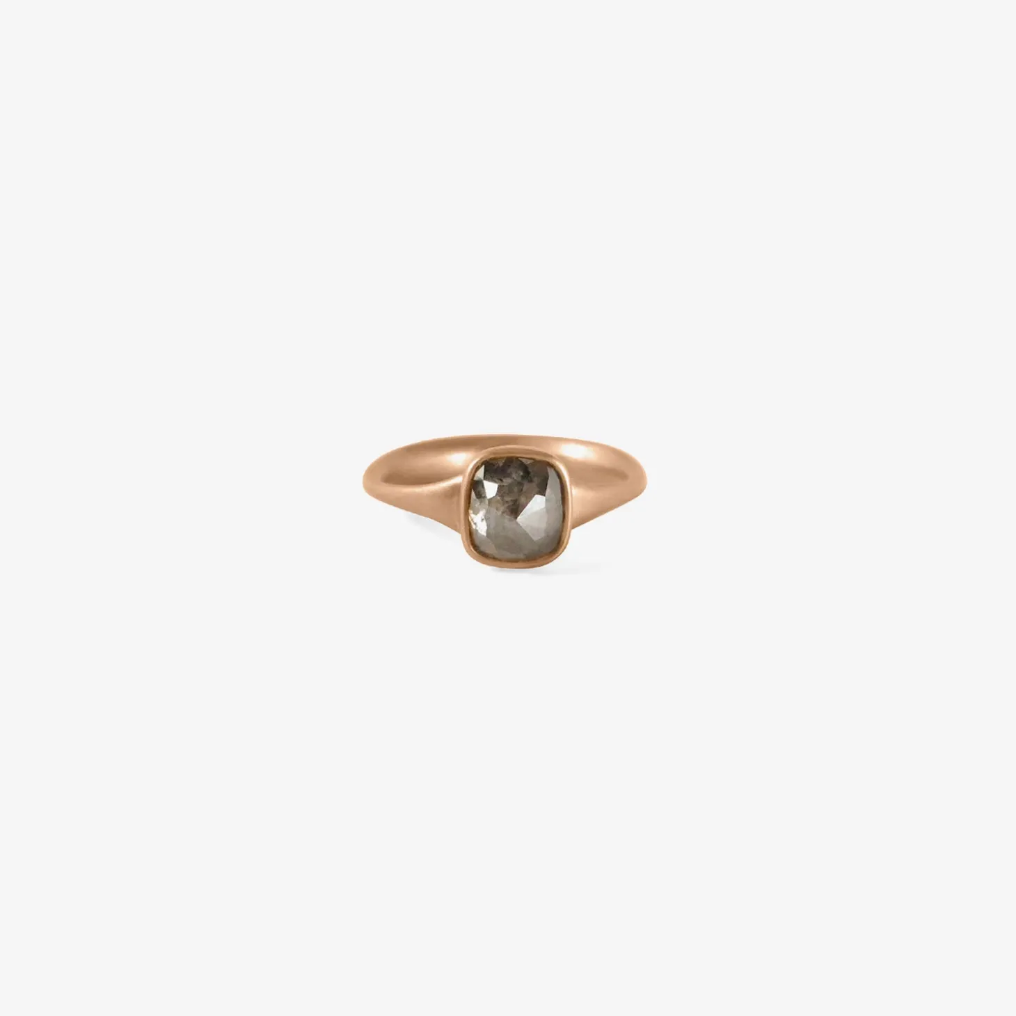 18k rose gold & cushion shaped carbon diamond ring, 1.25ct