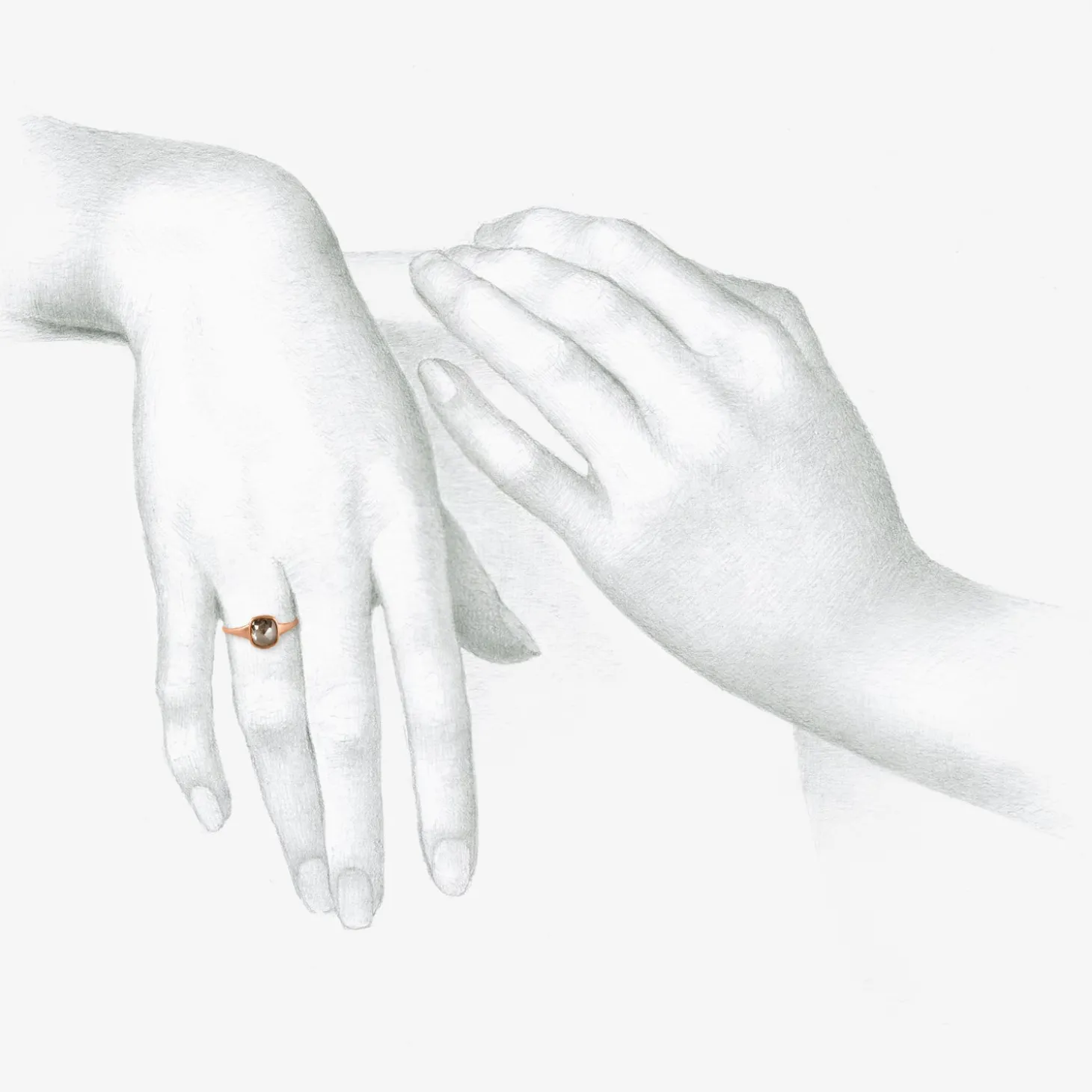 18k rose gold & cushion shaped carbon diamond ring, 1.25ct