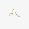 14k small branch studs with diamond briolette