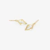 18k small chiseled open link earrings