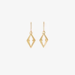 18k small chiseled open link earrings