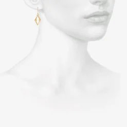 18k small chiseled open link earrings