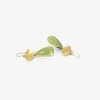 18k small oval scallop earrings with green amber drops