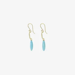 18k small scallop earrings with sleeping beauty turquoise drops