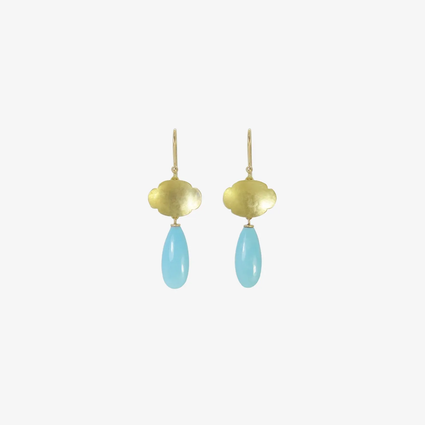 18k small scallop earrings with sleeping beauty turquoise drops