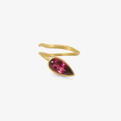 22k thick & thin wrap ring with rubellite tourmaline