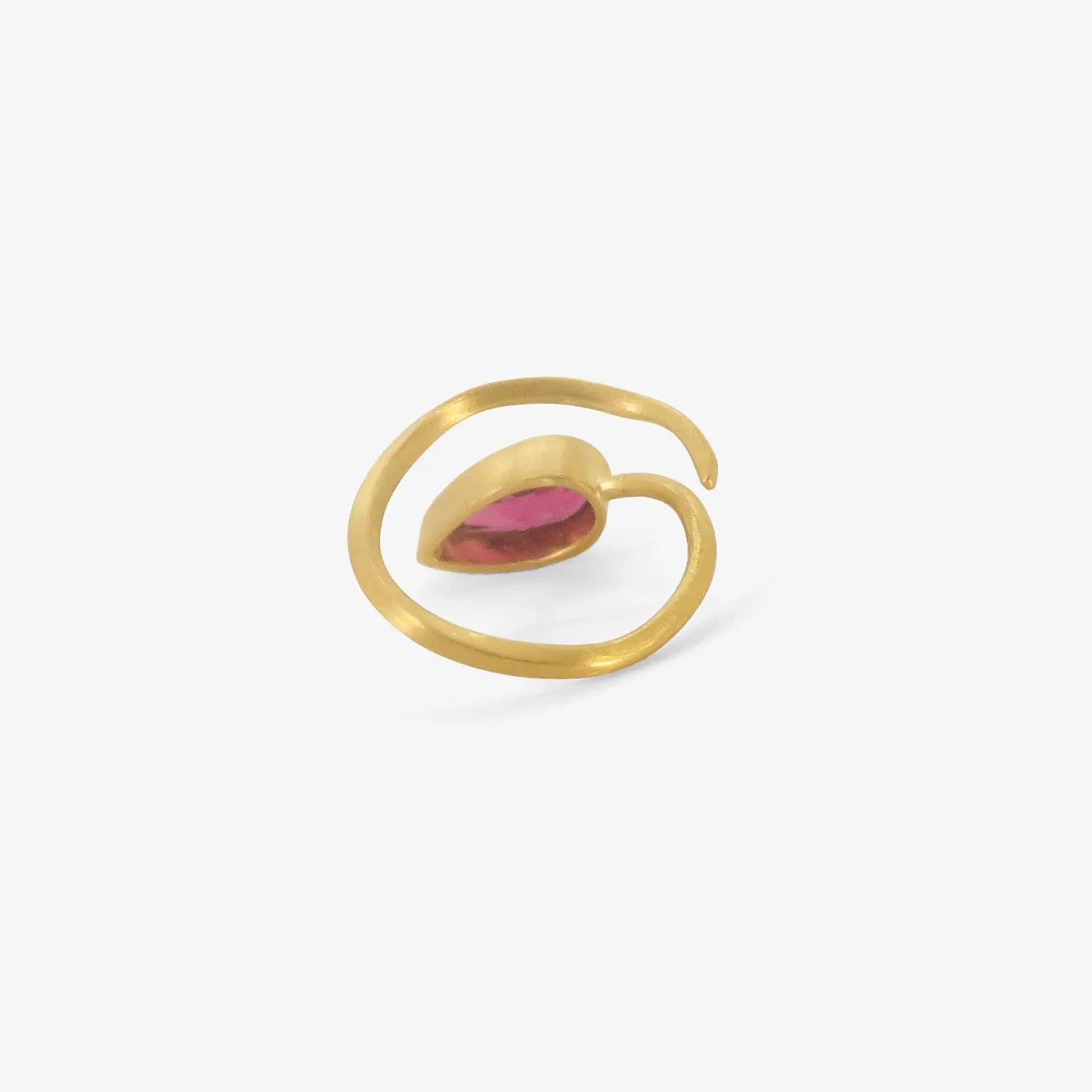 22k thick & thin wrap ring with rubellite tourmaline
