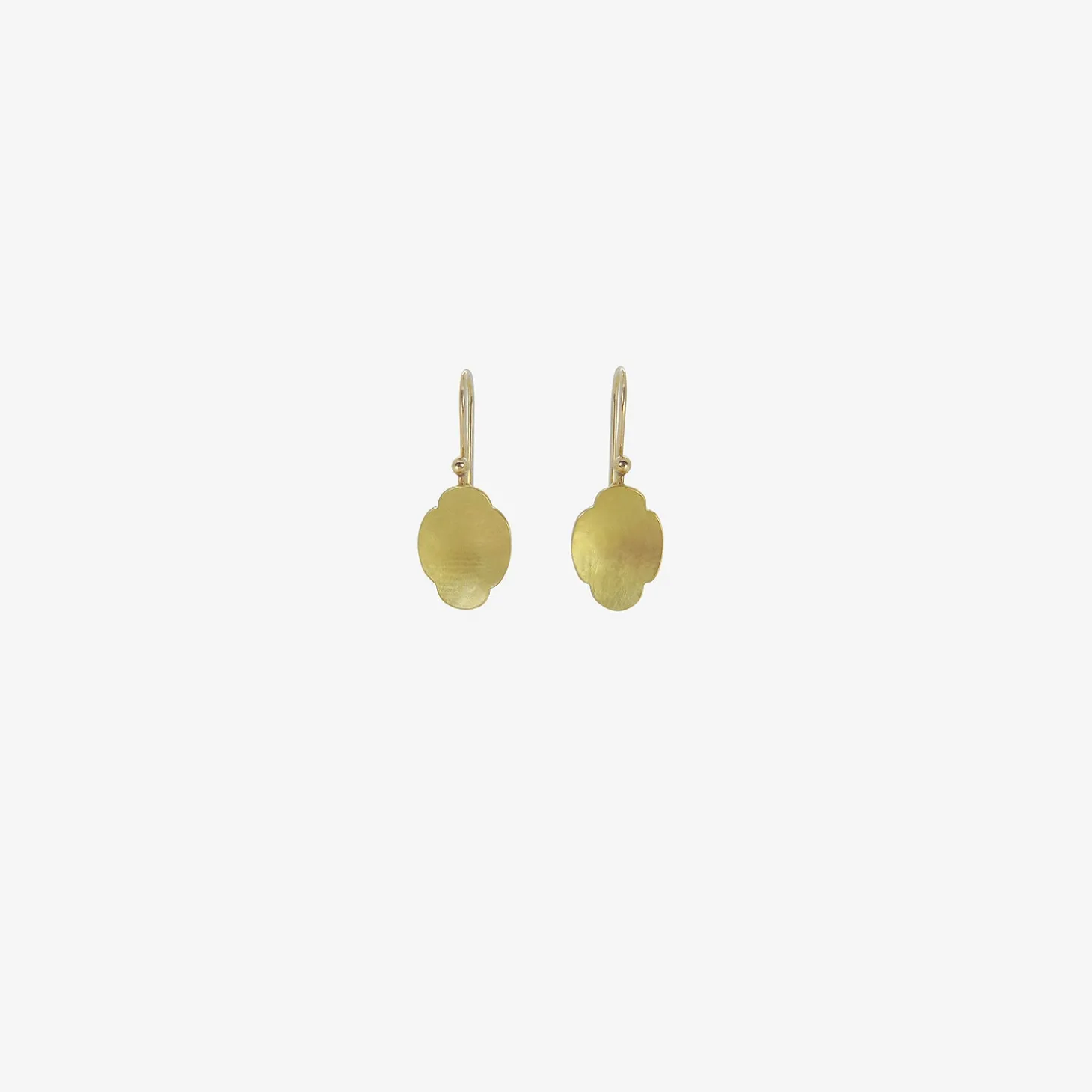 18k tiny oval hammered scallop earrings