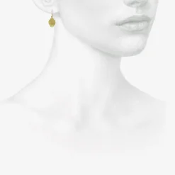 18k tiny oval hammered scallop earrings