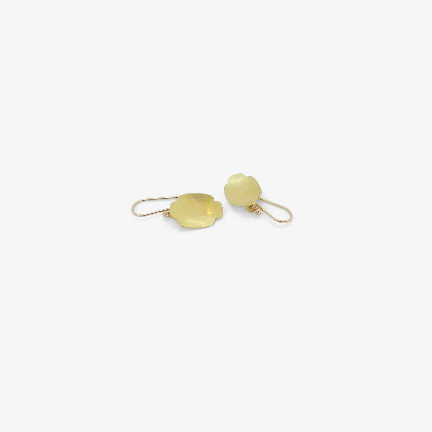 18k tiny rectangular hammered scallop earrings