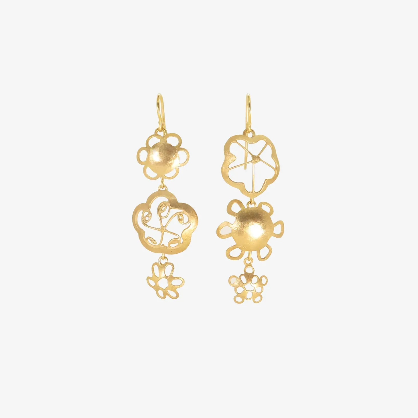 18k triple drop flowery erewhon earrings