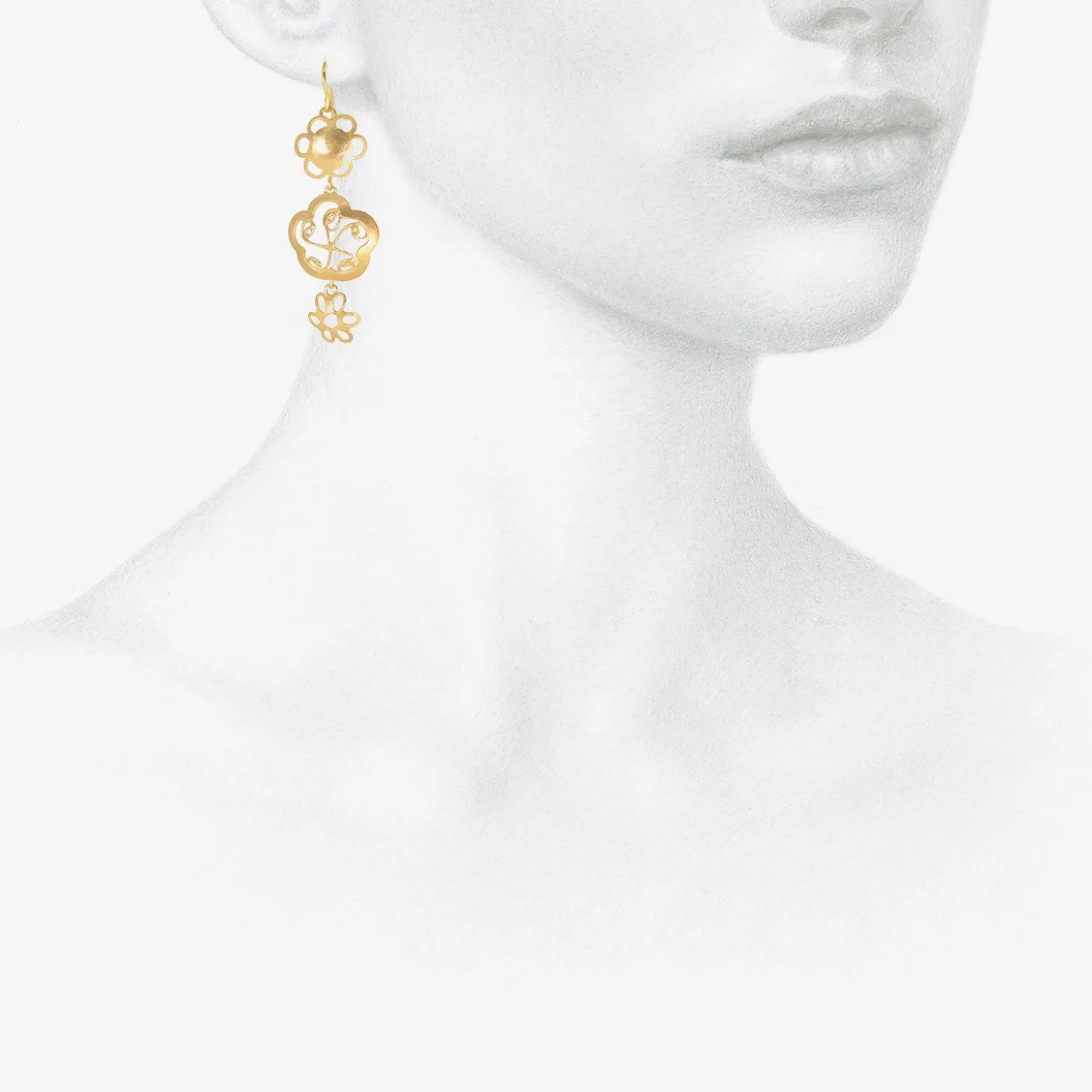 18k triple drop flowery erewhon earrings
