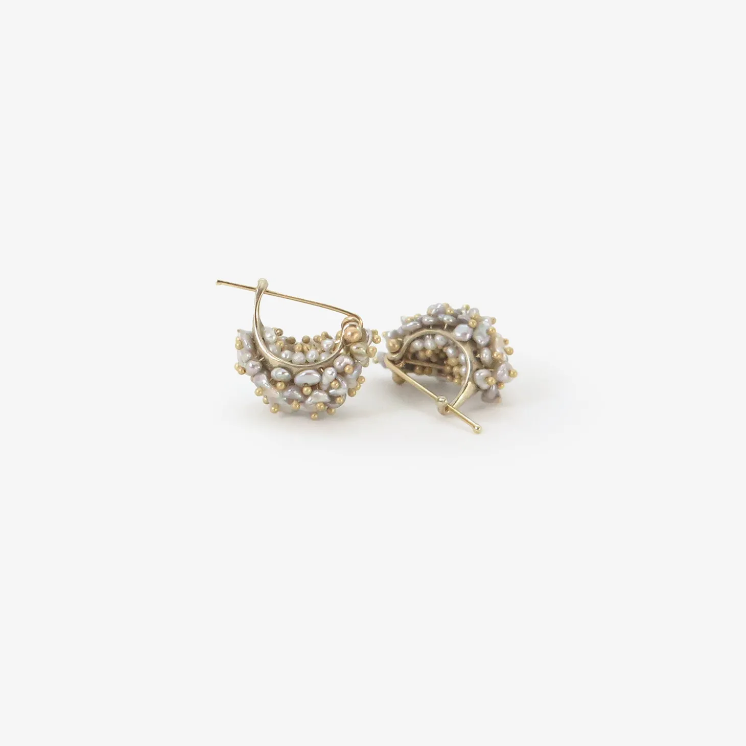 18k white gold & keshi pearl basket earrings