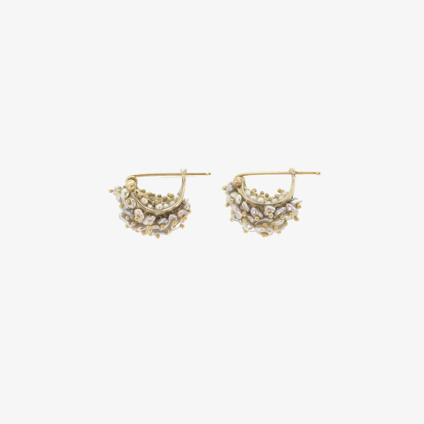 18k white gold & keshi pearl basket earrings