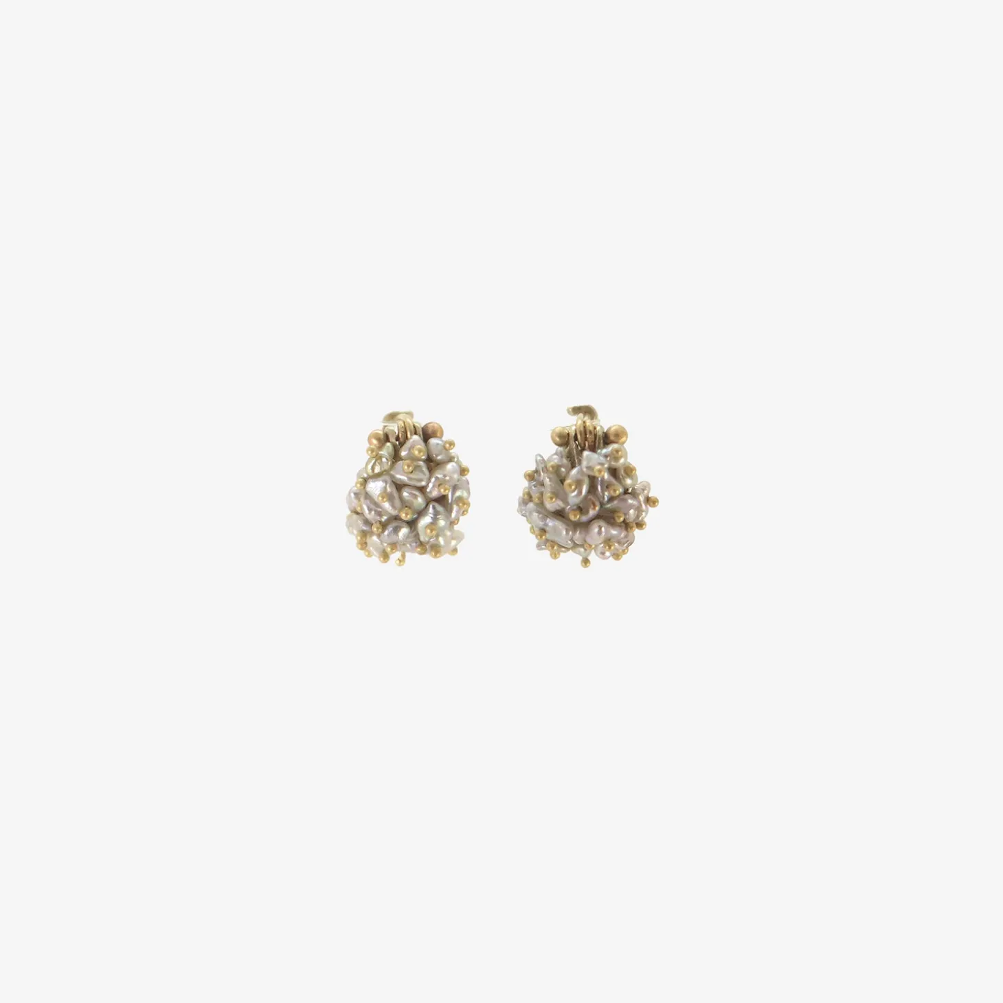 18k white gold & keshi pearl basket earrings