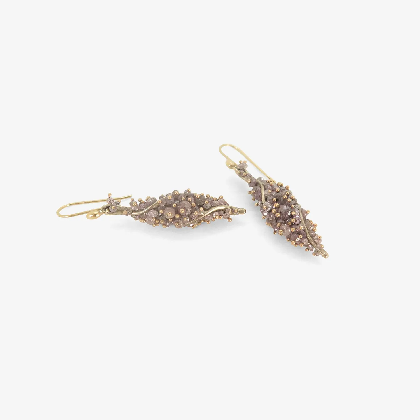 18k white gold & lavender diamond twist earrings