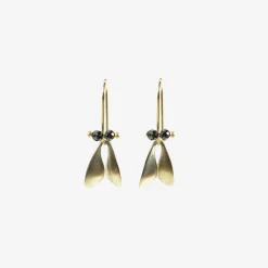 18k white gold fly wings with black diamonds