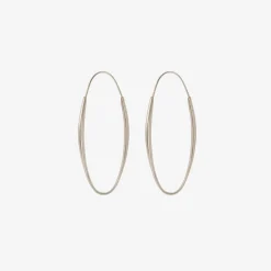 14k white gold large oval hoops