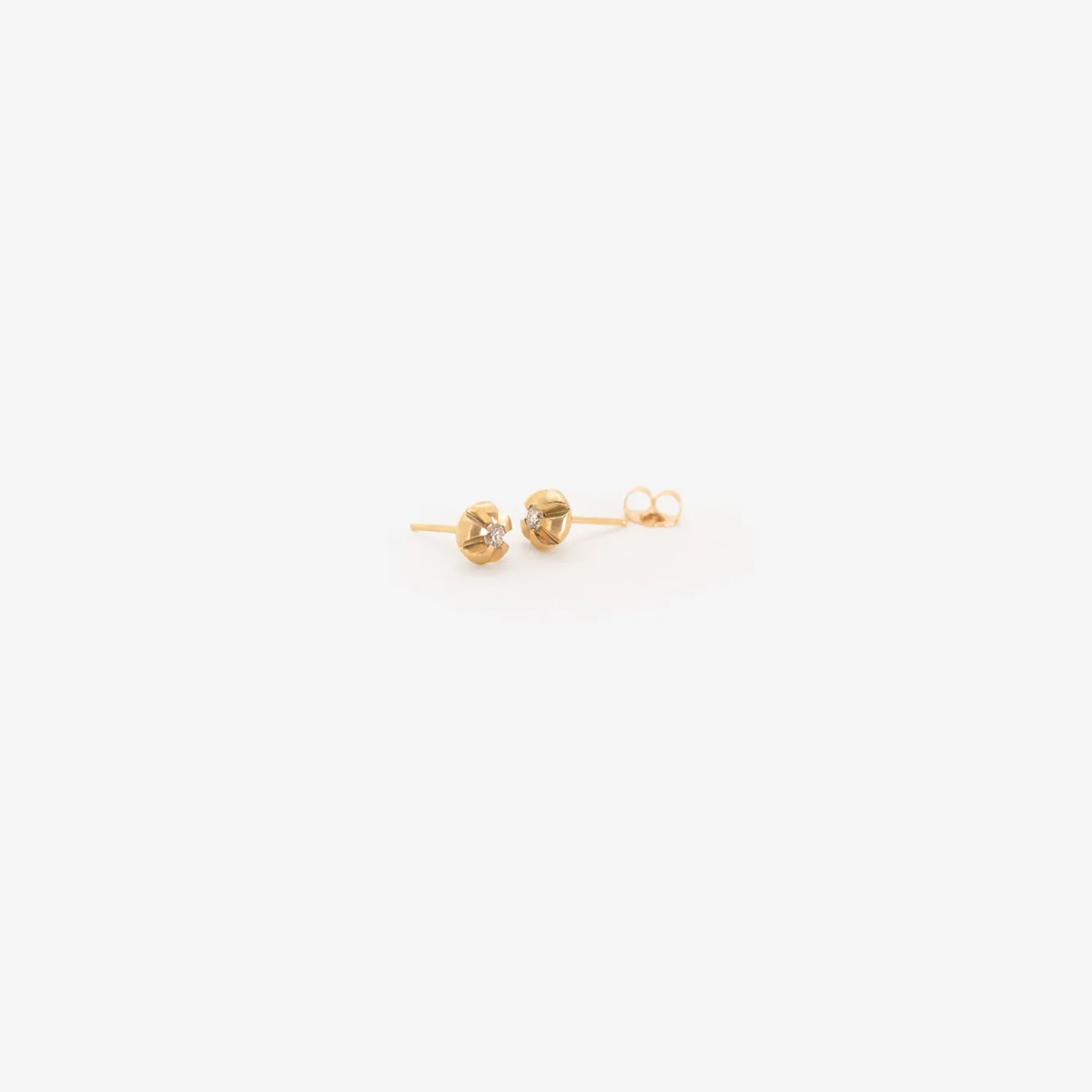14k yellow gold & diamond extra large blossom studs, .12ct