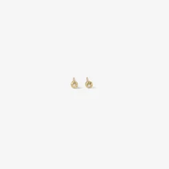 14k yellow gold & diamond small blossom studs, .015ct