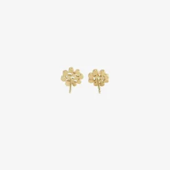 14k yellow gold dotted circle studs