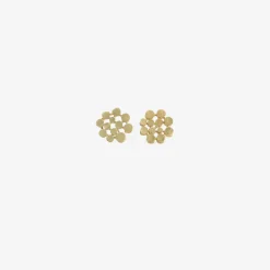 14k yellow gold dotted circle studs