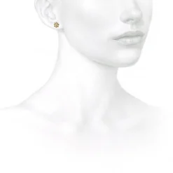 14k yellow gold dotted circle studs