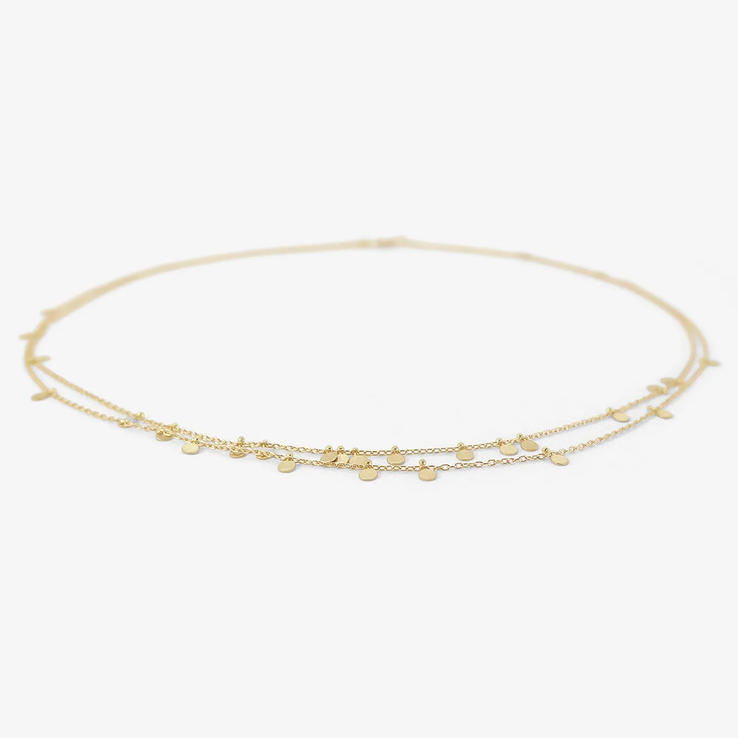 18k yellow gold double tiny random dots necklace