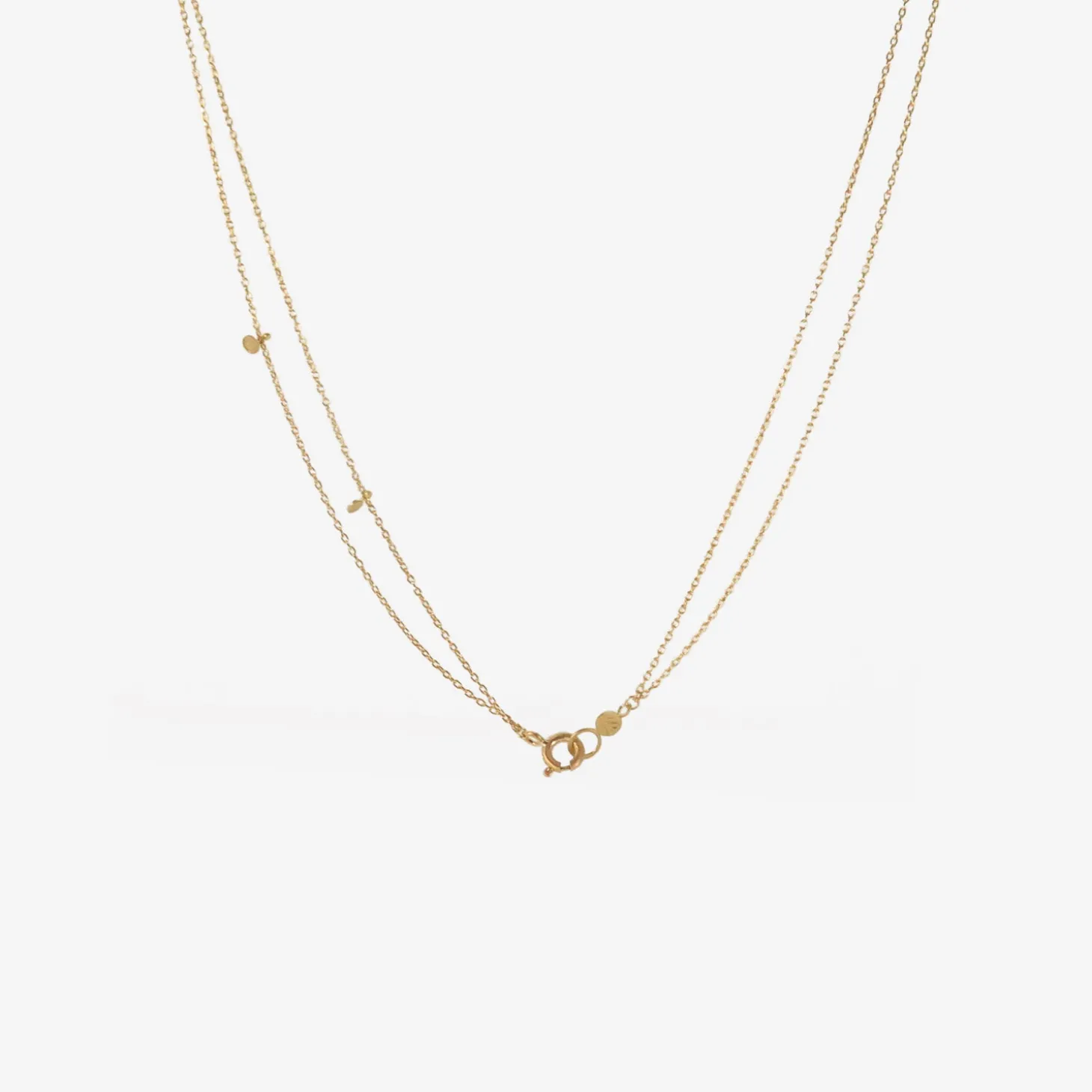 18k yellow gold double tiny random dots necklace