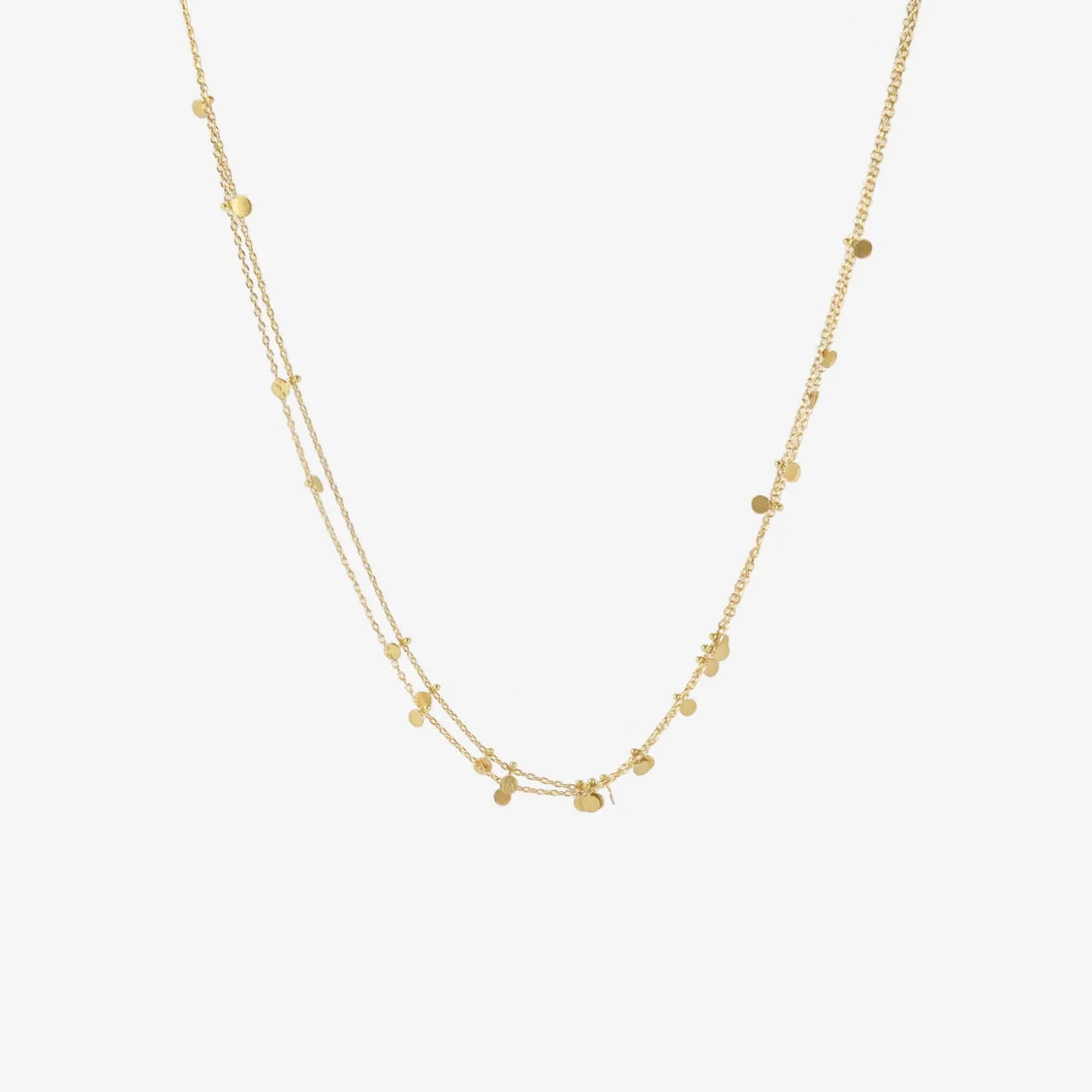 18k yellow gold double tiny random dots necklace