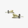 18k yellow gold fly wings with black diamonds