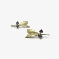 18k yellow gold fly wings with black diamonds