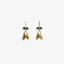18k yellow gold fly wings with black diamonds