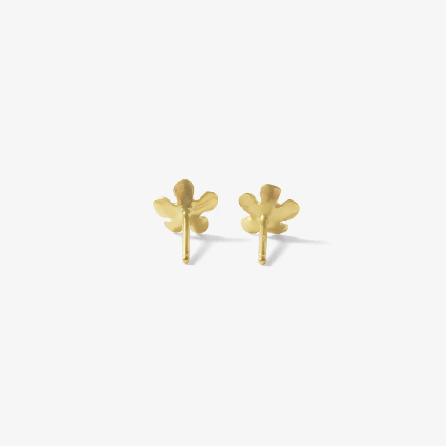 14k yellow gold small open flower diamond stud earrings .03ct