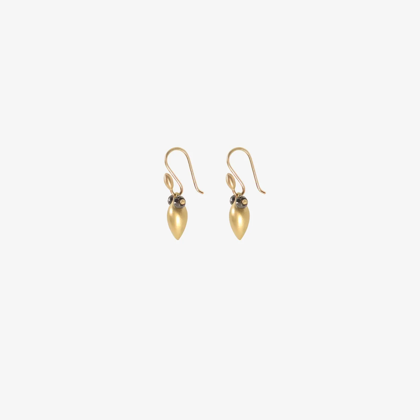 18k yellow gold thick eye bug earrings with black diamonds