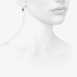 18k yellow gold thick eye bug earrings with black diamonds