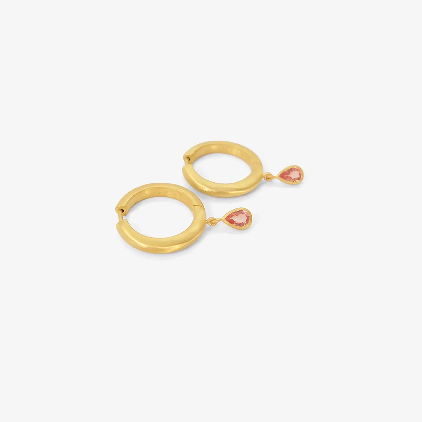 16mm signature hoops with pear-shaped padparadscha sapphire drops, .89ct