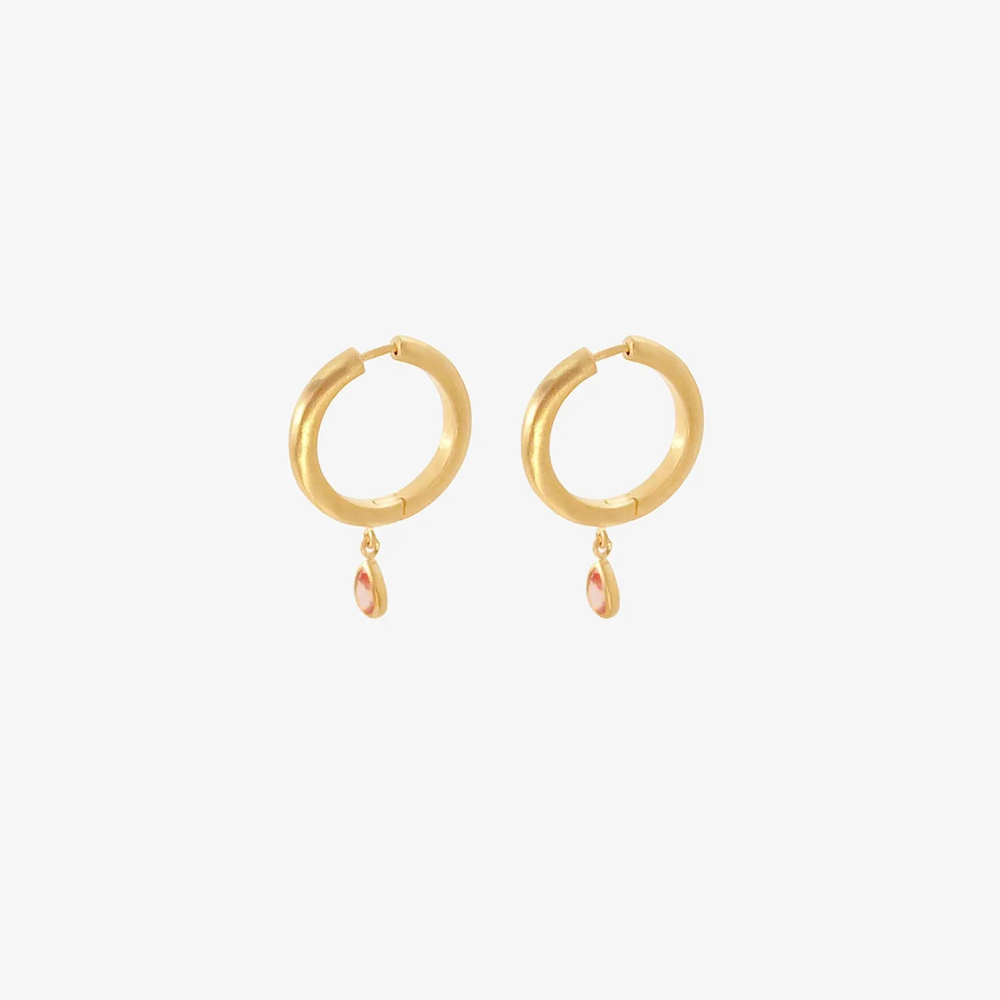 16mm signature hoops with pear-shaped padparadscha sapphire drops, .89ct