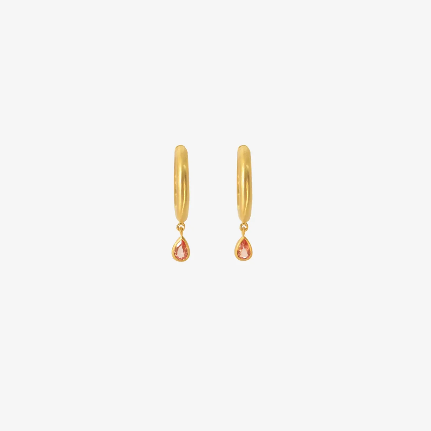 16mm signature hoops with pear-shaped padparadscha sapphire drops, .89ct