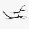 oxidized bronze & smoky quartz antler earrings
