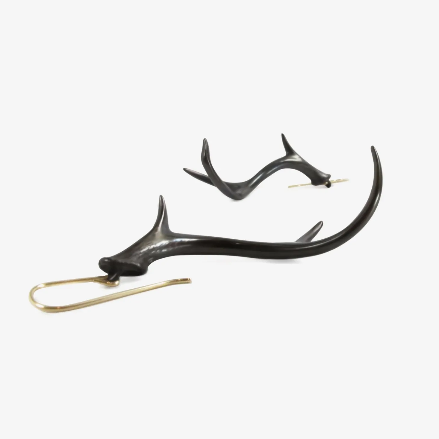 oxidized bronze antler earrings