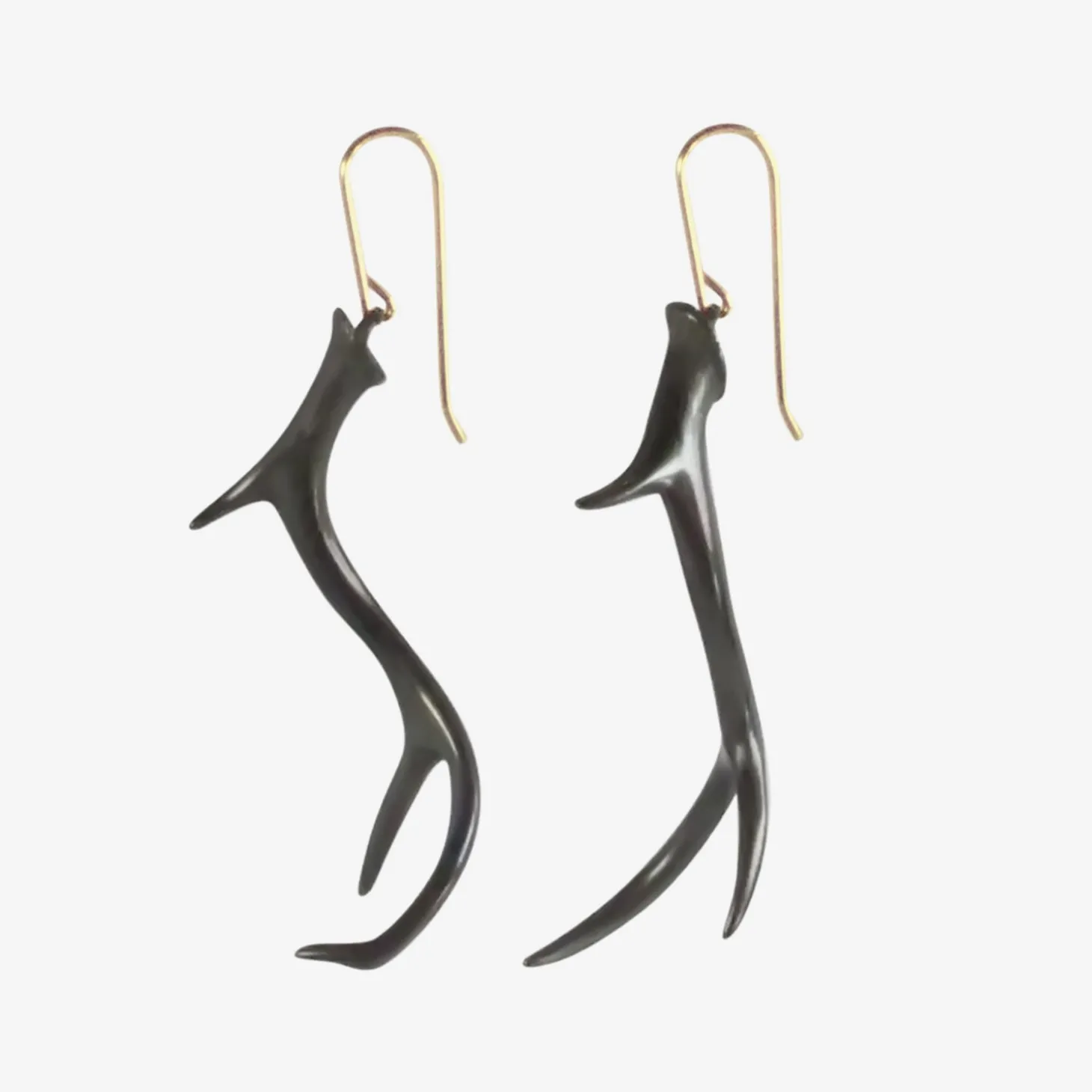 oxidized bronze antler earrings