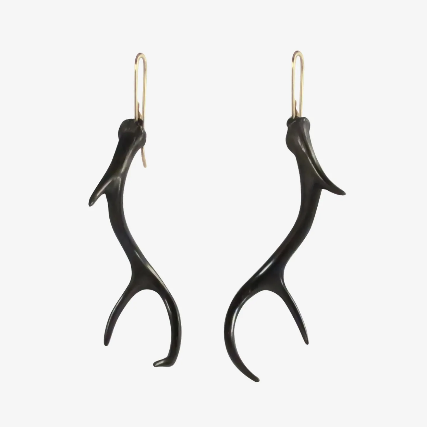 oxidized bronze antler earrings
