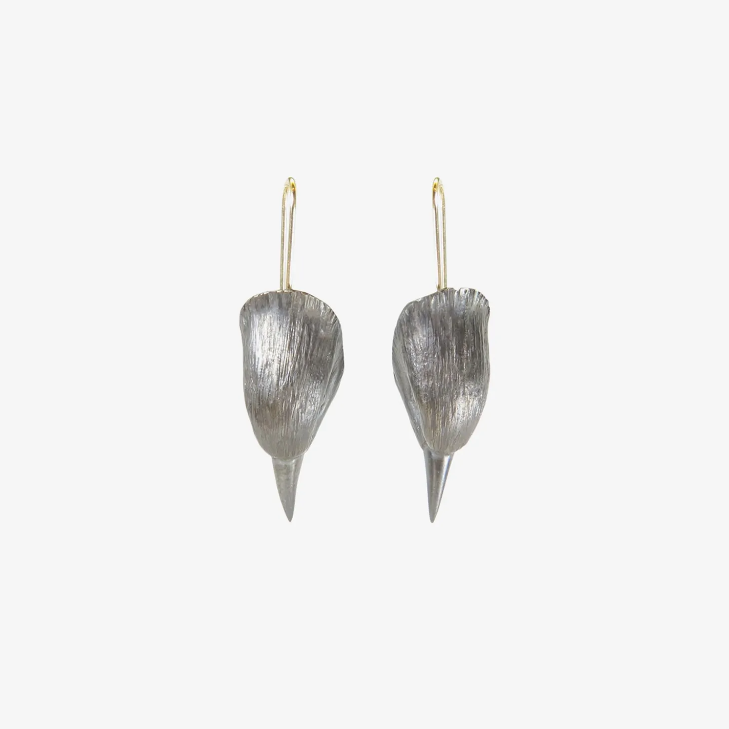 oxidized bronze bird head earrings