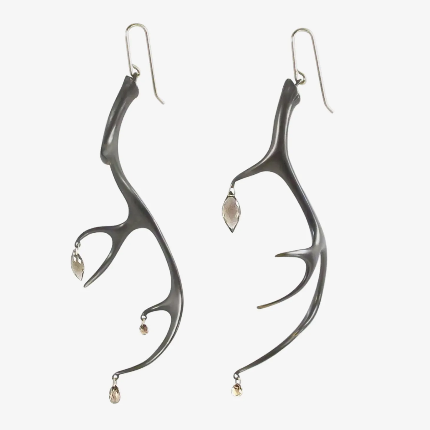 oxidized bronze large antler earrings