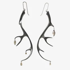oxidized bronze large antler earrings