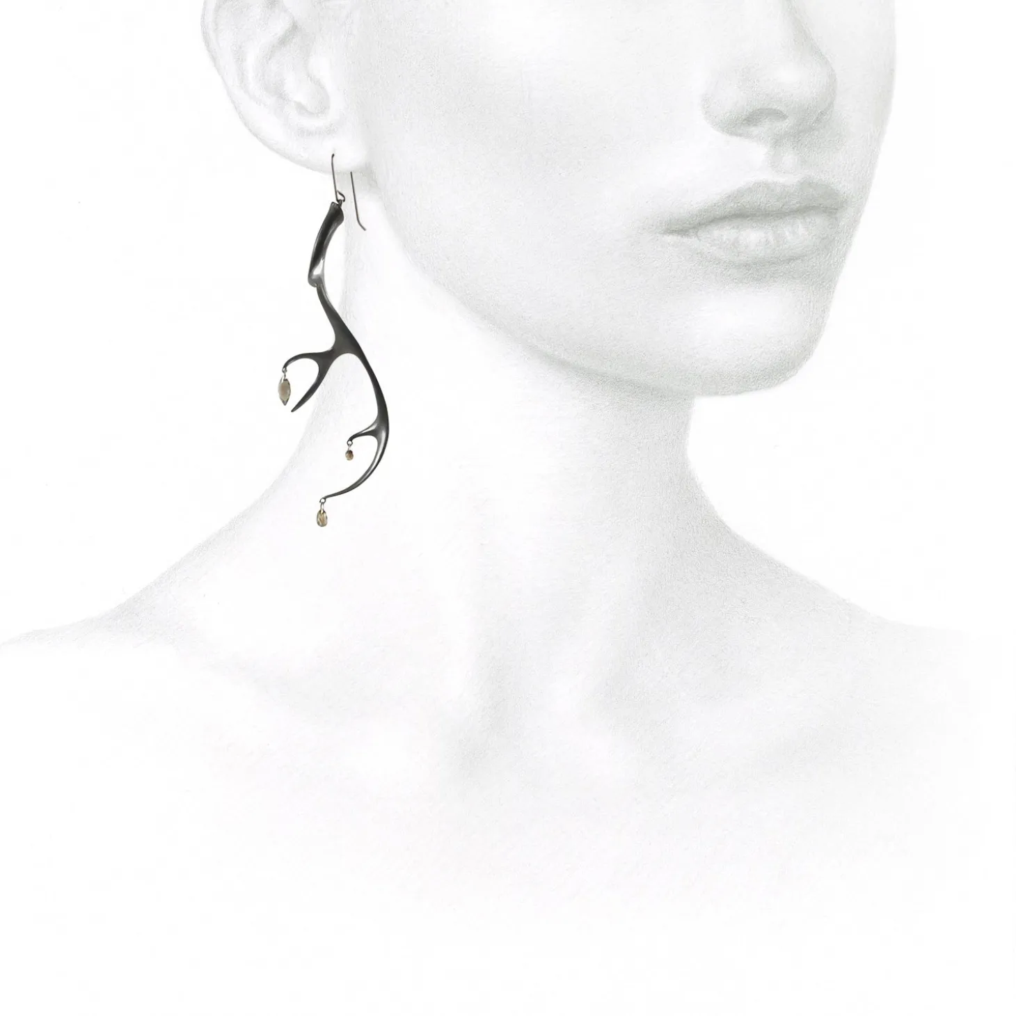oxidized bronze large antler earrings