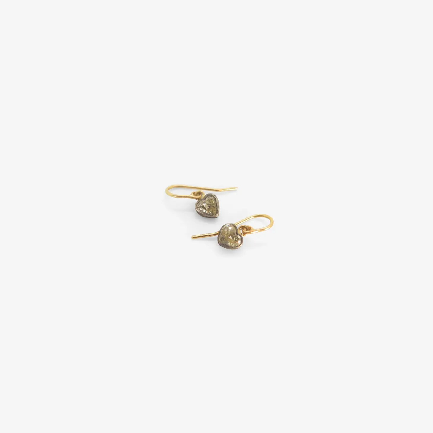 oxidized silver & heart shaped diamond earrings, .93ct
