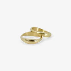 pair of 14k nesting hewn stacking rings