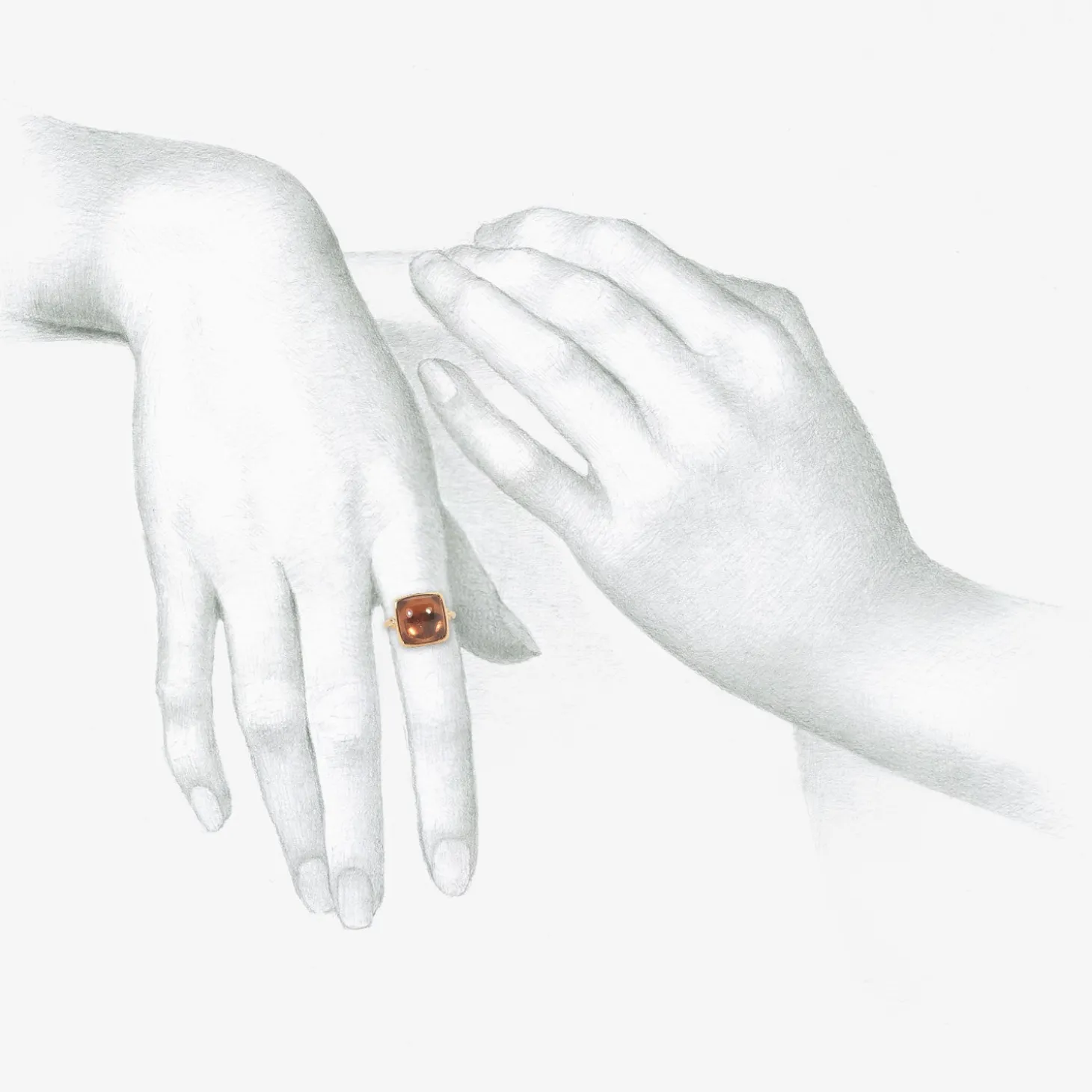 rosy orange tourmaline chiclet empire ring